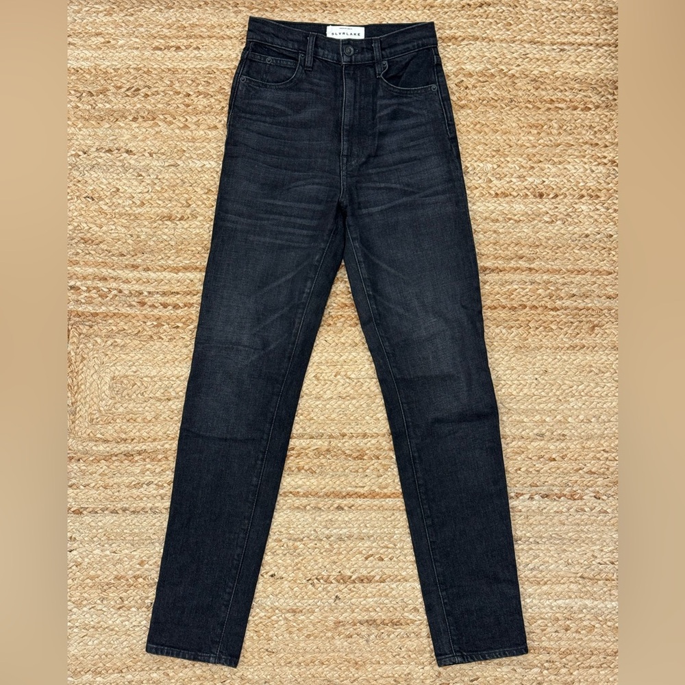 SLVRLAKE Beatnik High Rise Straight Leg Jeans Size 24 Black Washed Denim